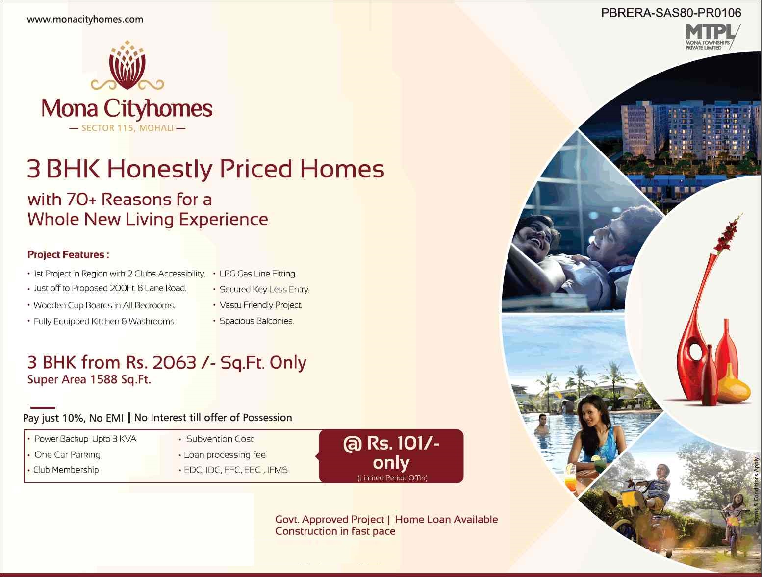 3 BHK Honestly Priced Homes at Mona Cityhomes, Mohali